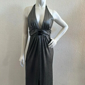Vintage Jessica McClintock black metallic dress